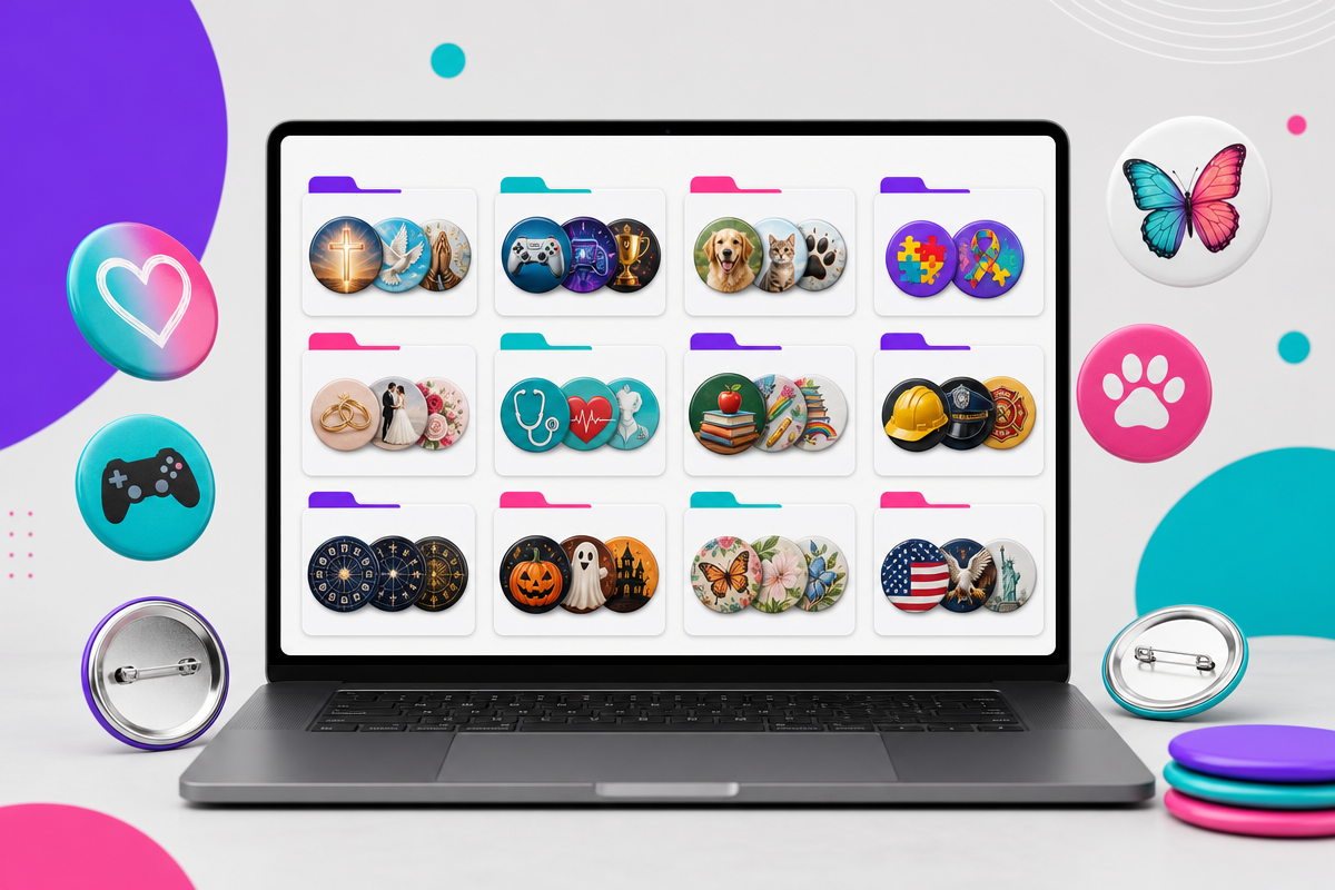 Biblioteca de bottons prontos para produção no Canva